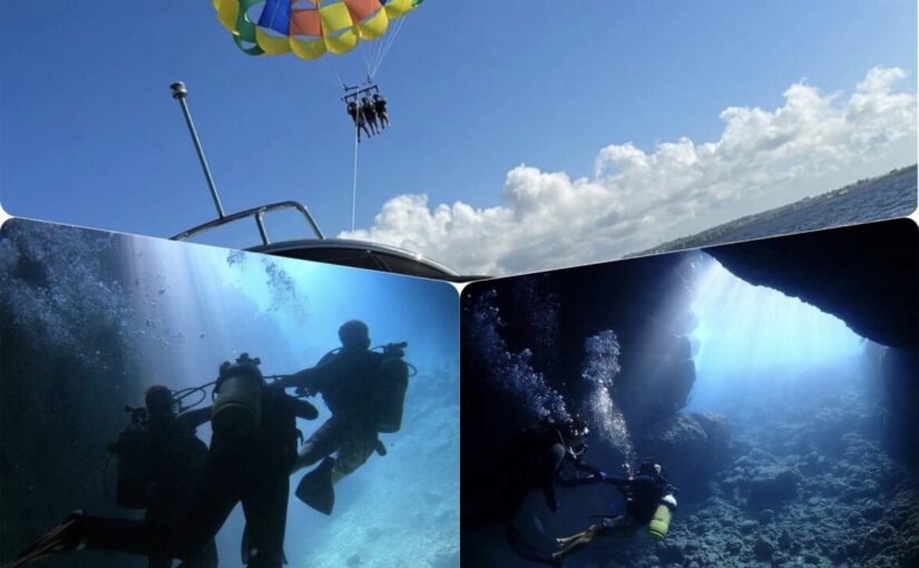 青の洞窟、体験ダイビング、パラセーリング