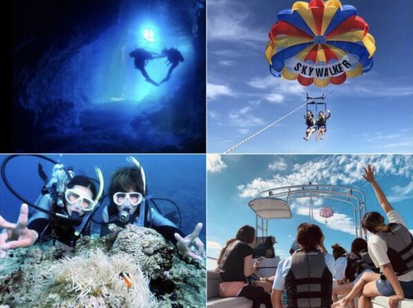 青の洞窟、体験ダイビング、サウンドパラセーリング