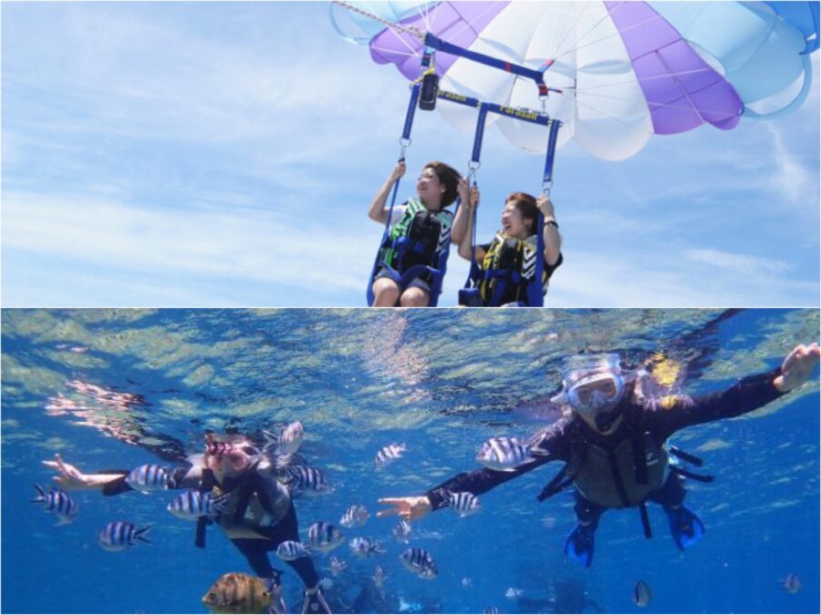 パラセーリングとシュノーケリングのセットプラン